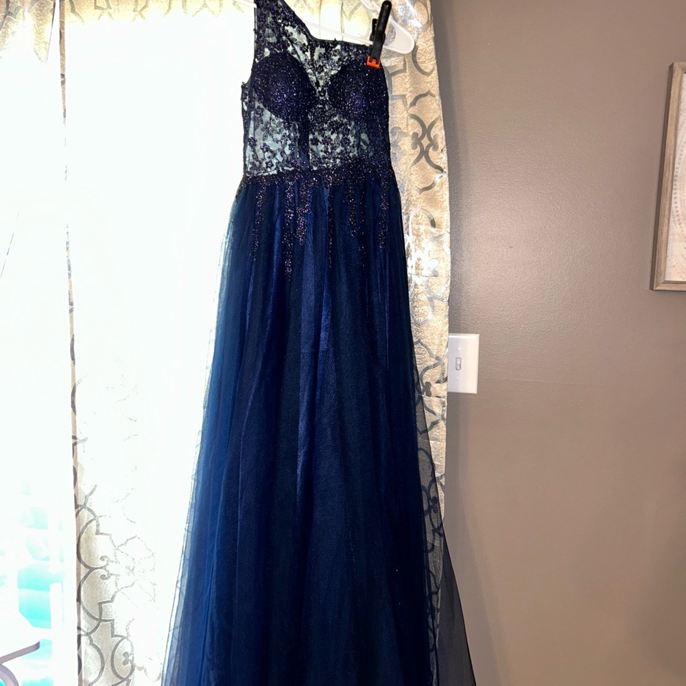 Blondie Nites One Shoulder Navy Dress
